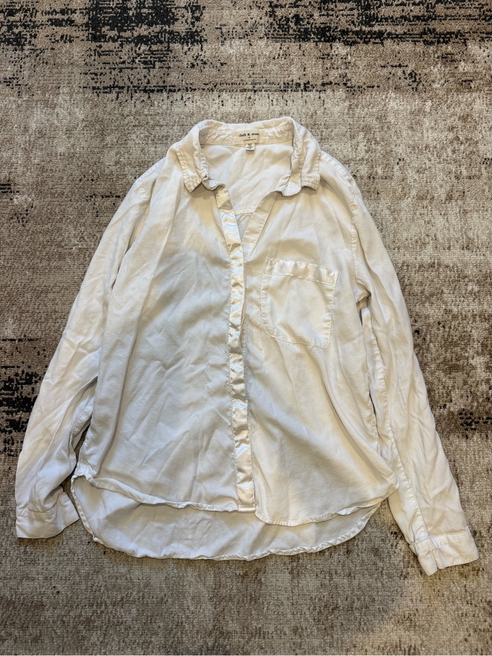 cloth & stone Cream-White Casual Button-Down Shirt